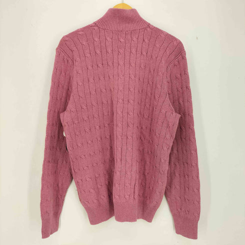 ポロバイラルフローレン Polo by RALPH LAUREN 00s ポニー刺繍 シルク100 ケーブル編み ハーフジップニット プルオーバー メンズ import:L